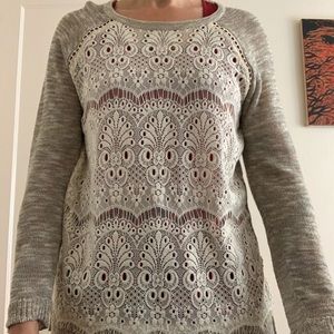 Mystree scoop neck lace floral long sleeve